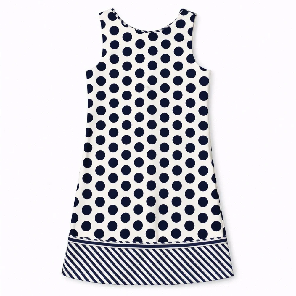 NWT Luli & Me Navy and White Polka Dot Dress